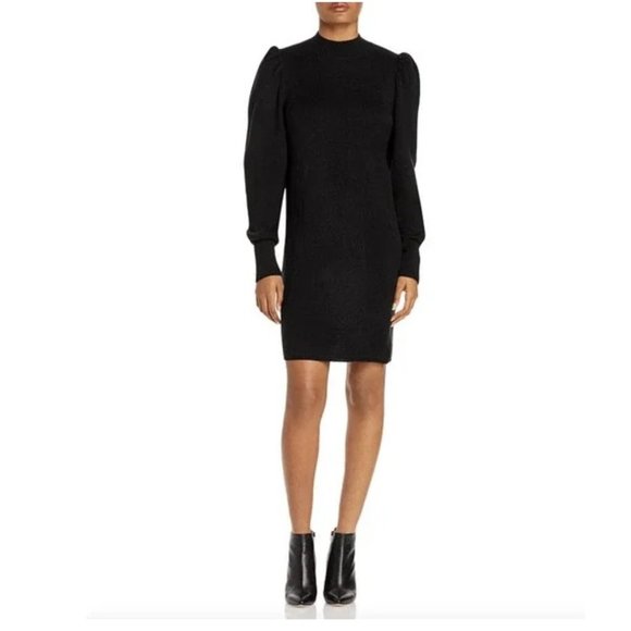 NWT Womens WAYF Lola Long Sleeve Puff Sleeve Sweater Dress Black Size M $50 X133 - Picture 1 of 1